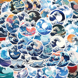 Graffiti Sea Wave Beach Stickers for Scrapbooking, Phone, Laptop, Guitar, Car, Skateboard, Water Bottle - 10/25/50pcs (Online Order Only)
