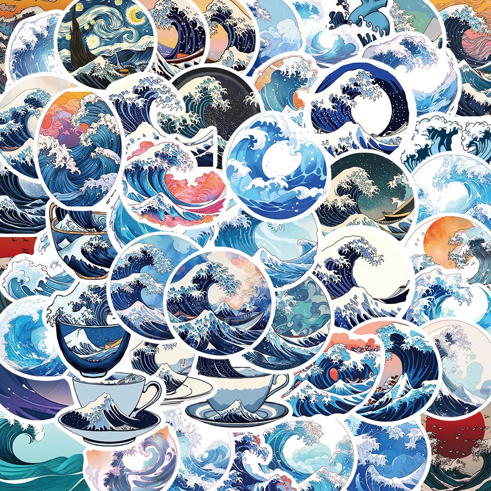 Graffiti Sea Wave Beach Stickers for Scrapbooking, Phone, Laptop, Guitar, Car, Skateboard, Water Bottle - 10/25/50pcs (Online Order Only)