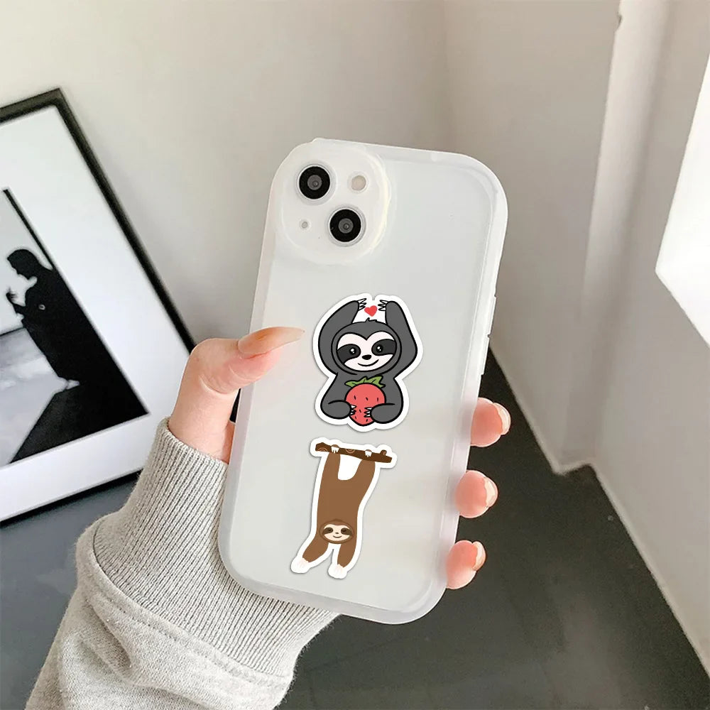 10/30/50PCS Cute Sloth Cartoon Stickers Kawaii Animals Decals Graffiti Toys DIY Skateboard Laptop Phone Fridge Car Kids Sticker (ONLINE ORDER ONLY)