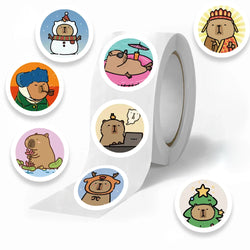500PCS Round Cartoon Capybara PVC Graffiti Sticker Sticky Aesthetic Decorative Scrapbook DIY Child Phone Stationery Supply (ONLINE ORDER ONLY)