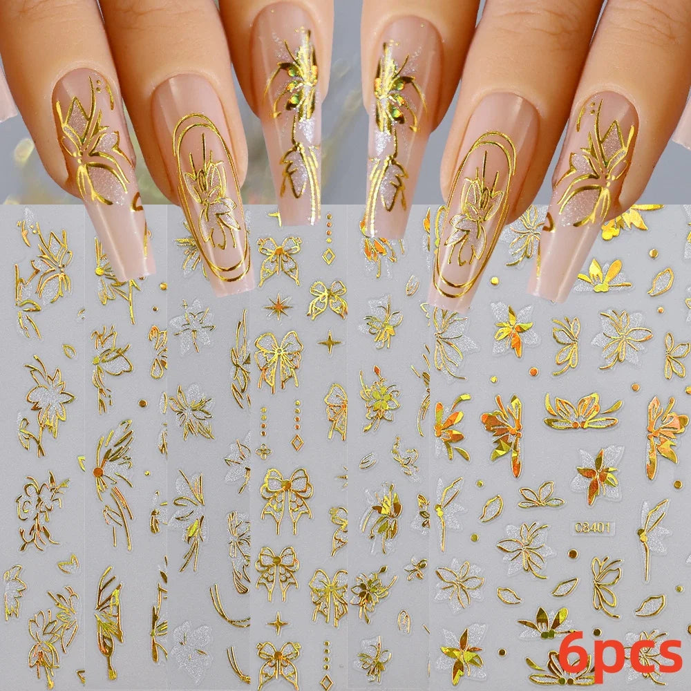 6 Sheets Moon/Star Nail Art Sticker Adhesive Gold Color Sticker Sheets Universal Constellation Shapes Sticker Art Decoration (ONLINE ORDER ONLY)