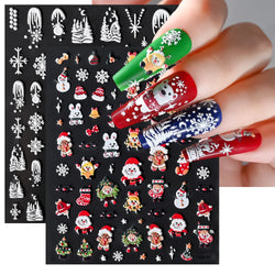 5D Embossed Gingerbread Man Nail Art Sticker Cute Christmas Winter Santa Claus Snowflake Elk Engraved Slider Manicure Decoration (ONLINE ORDER ONLY)
