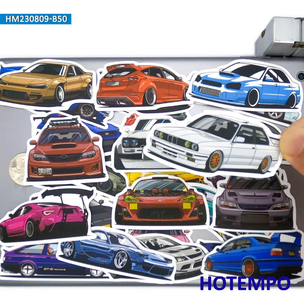 20/30/50Pieces Mixed Supercar Graffiti Cartoon Car Stickers for Kids Scrapbook Luggage Bike Motorcycle Phone Laptop Sticker Toys (Online Order Only)