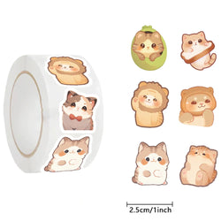 100-500pcs Cute Fat Cat Sticker Paper Reward Labels Thank You Sticker Gift Sealing Decoration Scrapbooking Stationery Supplies (ONLINE ORDER ONLY)