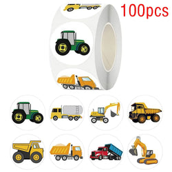 100-500pcs Reward Construction Vehicle Stickers School Students Child Teacher Cartoon Cute Encouraging Sticker Stationery (Online Order Only)