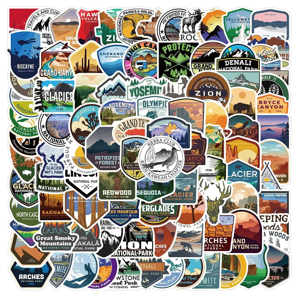 10/50/100PCS USA National Park Landscape Travel Stickers DIY Motorcycle Luggage Skateboard Cool Graffiti Sticker Decal Kid Toy (Online Order Only)