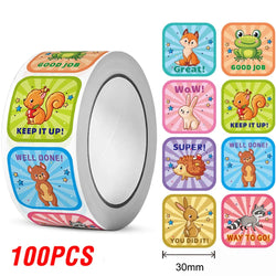 50-300pcs Reward Stickers Cartoon Animal Sealed Packaging Decoration Label Stickers School Teacher Kids Stationery Sticker (ONLINE ORDER ONLY)
