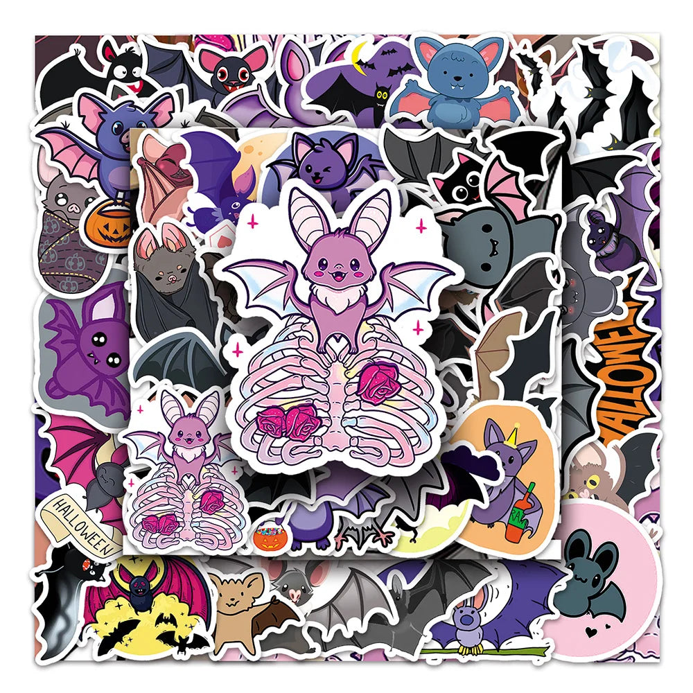 Halloween Bat Stickers 10/30/50PCS for Laptop, Luggage, Skateboard, Kids Gift (ONLINE ORDER ONLY)