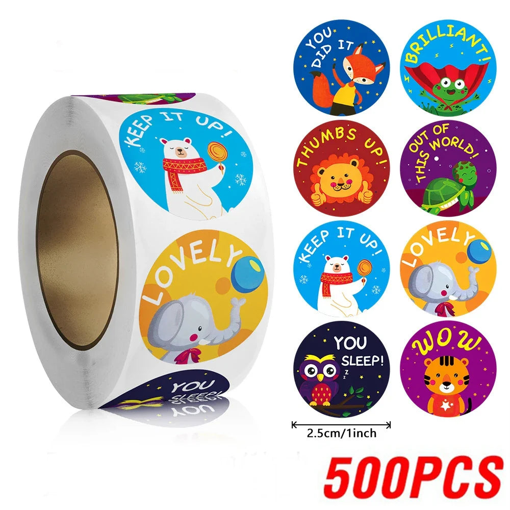 100-500pcs Reward stickers for Students Encourage Labels Scrapbooks Sticker for School Teacher Supplies Cute Self Adhesive Label (Online Order Only)