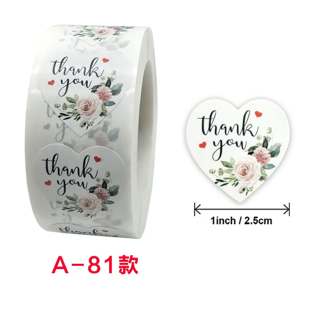 50-500pcs Floral Thank You Stickers Scrapbooking Label For Gift Decoration Wedding Sticker Package Seal Labels Custom Sticker (ONLINE ORDER ONLY)