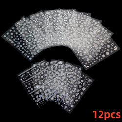 12pcs Cute Christmas Nail Decals Santa Claus Elk Penguin Snowman Cartoon Nail Stickers 3D Self-adhesive Sliders Manicure Decor * (Online Order Only)