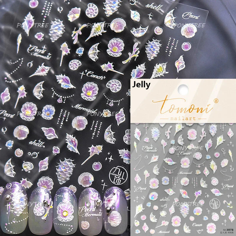 Deep Sea Animal Fish Shoal of Fish Whale Coral Dolphin Summer Beach Cute Jellyfish Bubble Bathyal Fauna Nail Art Stickers Decals (ONLINE ORDER ONLY)