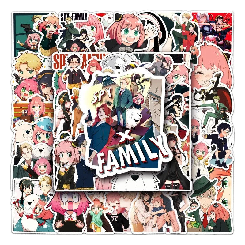 50pcs SPY×FAMILY Anime Stickers for Laptop, Phone, Car, Scooter, Water Bottle, Suitcase, Graffiti Decor (Online Order Only)