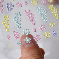 Painting Purple Flower Nail Sticker Daisy Wildflowers Butterfly Gradient Design Decal Geometry Line Charm Foils Manicure Sliders (ONLINE ORDER ONLY)