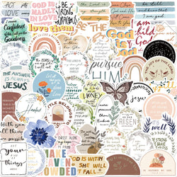 10/30/50pcs Inspirational Jesus Christian Phase Stickers Bible Verse Faith Decals Sticker for Laptop Stationary Guitar Suitcase (Online Order Only)