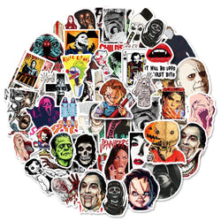 10/30/50/100pcs Cool Horror Movie Waterproof  Stickers Decals Skateboard Car Motorcycle Laptop Phone Bike Luggage Funny Sticker (ONLINE ORDER ONLY)