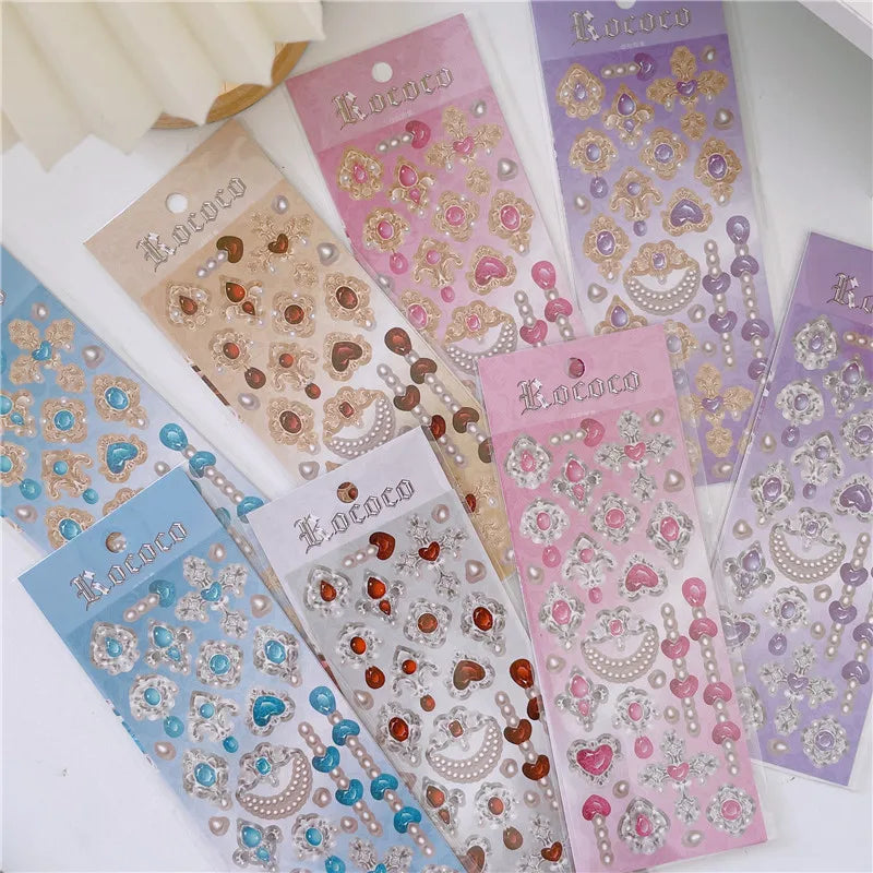 Cute Love Gem Pearl Stickers Diary Scrapbooking DIY Album Decoration Sticker Aesthetic Personalized INS Kawaii Korean Stationery (ONLINE ORDER ONLY)