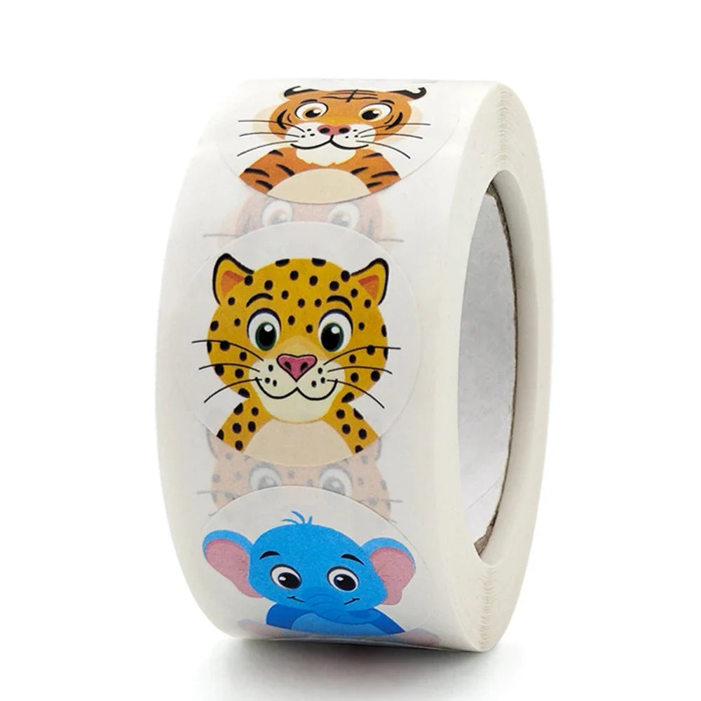 500pcs Round Cartoon Toys Animal stickers for kids Teacher Reward Encourage Sticker Office Stationery for children 1inch (ONLINE ORDER ONLY)