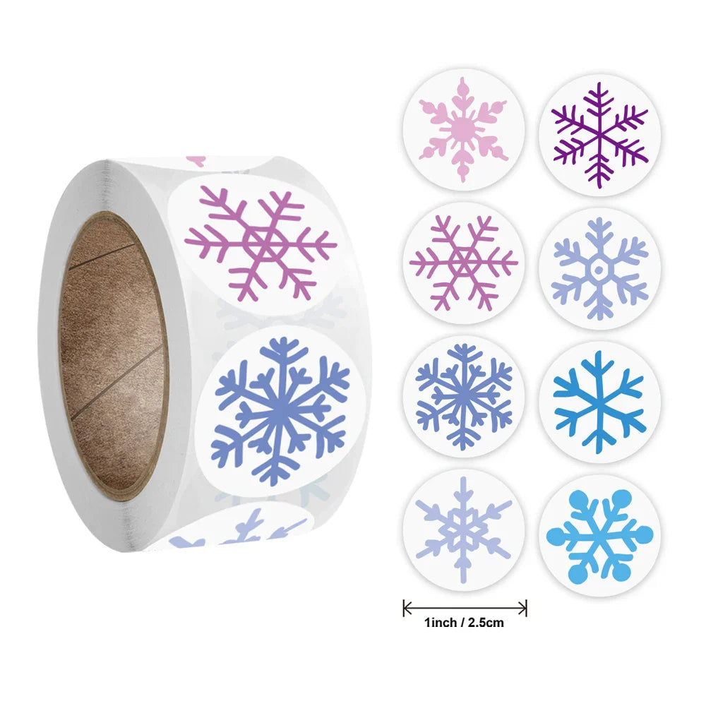 100-500Pcs Snowflake Merry Christmas Stickers Candy Bag Envelopes Sealing Label Sticker Christmas Gifts Box Decorations (ONLINE ORDER ONLY)