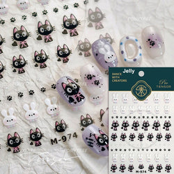 Black Cat Kitten Rabbit Cat's Paw Bowknot Tie Bunny Animals Love Heart Jelly Adhesive Nail Art Stickers Manicure Decal Wholesale (ONLINE ORDER ONLY)
