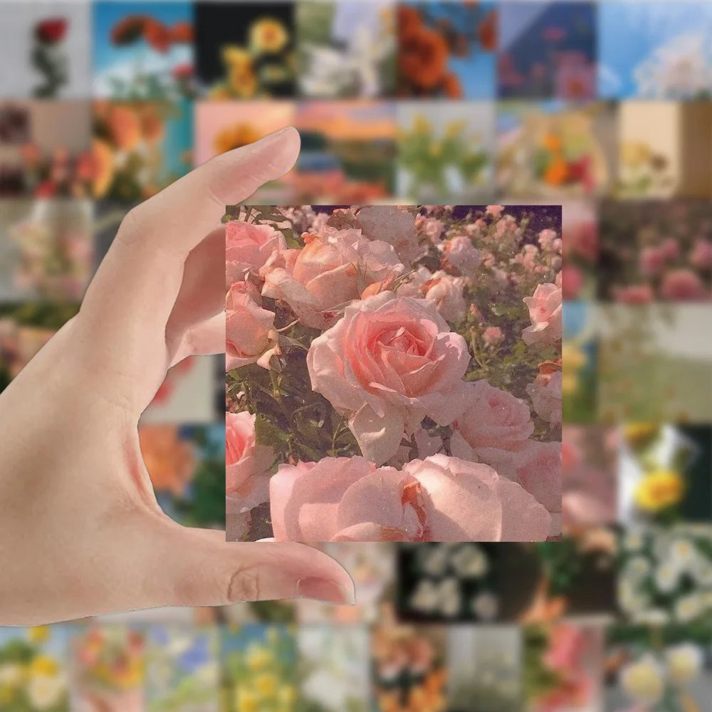 10/30/50PCS Rose Aesthetic Stickers Flowers Decal For Notebbok Wall Phone Album Fridge Suitcase PVC Waterproof Kids DIY Sticker (Online Order Only)