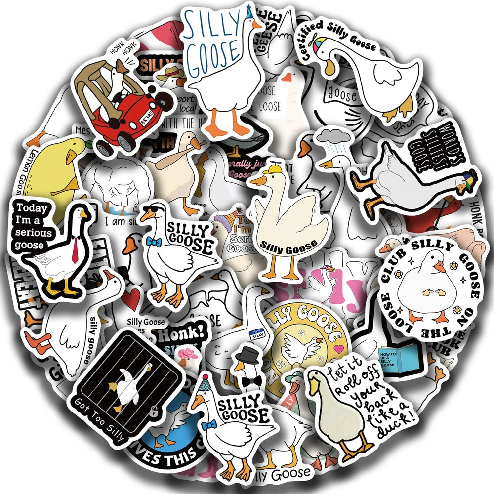50PCS Cartoon Cute Silly Goose Sticker Decals Toys For Phone Laptop Luggage Skateboard Guitar DIY Graffiti Aesthetic Stickers (ONLINE ORDER ONLY)