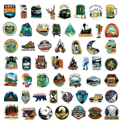 10/30/50/100pcs Outdoor Hiking Camping Stickers Cartoon Decal Skateboard Phone Laptop Car Luggage Bike Cool Waterproof Sticker (Online Order Only)