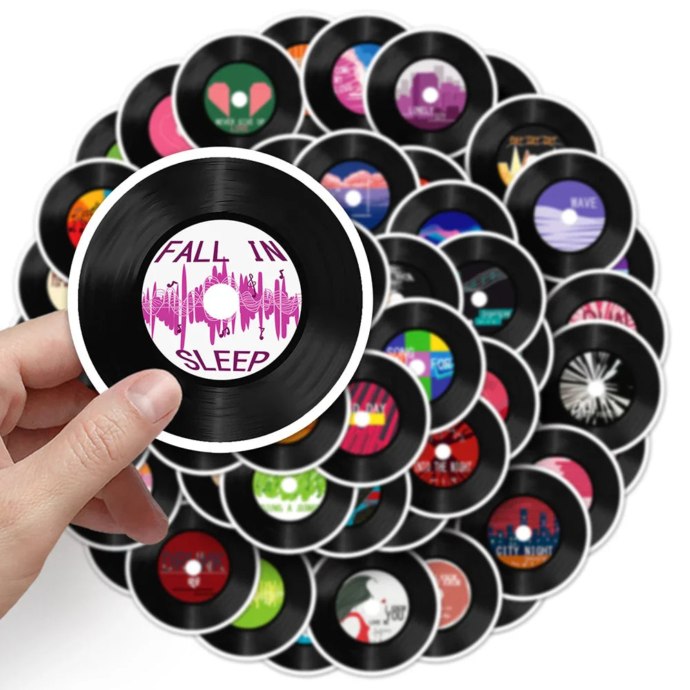 10/30/50pcs Cool Music Record Band Stickers Waterproof Cartoon Decals Laptop Notebook Motorcycle Car Decoration Sticker Kids Toy (Online Order Only)