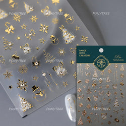 Hot Stamping Christmas Tree Bell Bowknot Cane Snowman Star Adhesive Nail Art Stickers Snowflake Glitter Powder Manicure Decals (ONLINE ORDER ONLY)