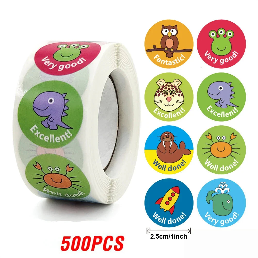 500pcs Cute Sticker for Kids Animals Face Reward Sticker for Classroom Teacher Supplies Motivational Scrapbooking (Online Order Only)