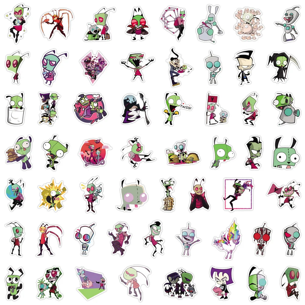 10/30/50/110PCS Invader Zim Stickers Funny Cartoon Kids Toys DIY Luggage Laptop Guitar Car Bike Skatboard Decals Movie Sticker (ONLINE ORDER ONLY)
