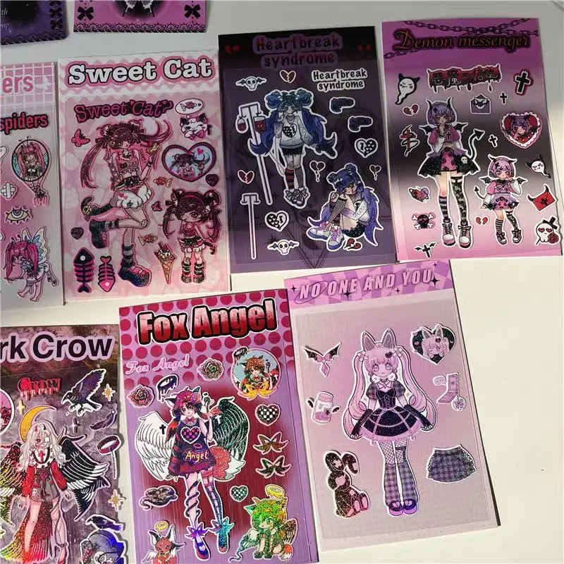 Korean ins Devil Angel Girl Stickers Diary Scrapbooking DIY Album Decoration Sticker Aesthetic Personalized Kawaii Stationery (ONLINE ORDER ONLY)