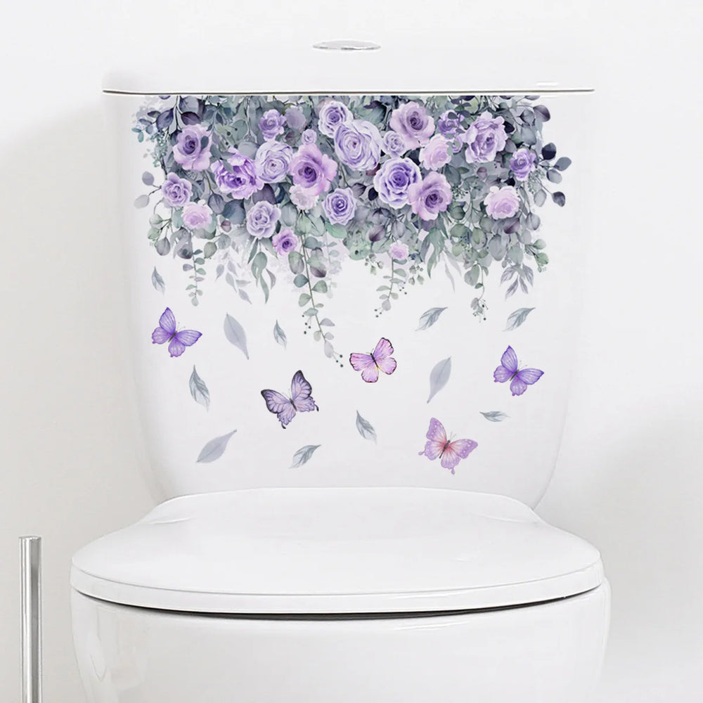 Plant leaves Wall Stickers Toilet Sticker WC Self Adhesive Mural Beautify Flower Home Decoration Decals Refrigerator Stickers (Online Order Only)