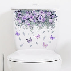 Plant leaves Wall Stickers Toilet Sticker WC Self Adhesive Mural Beautify Flower Home Decoration Decals Refrigerator Stickers (Online Order Only)