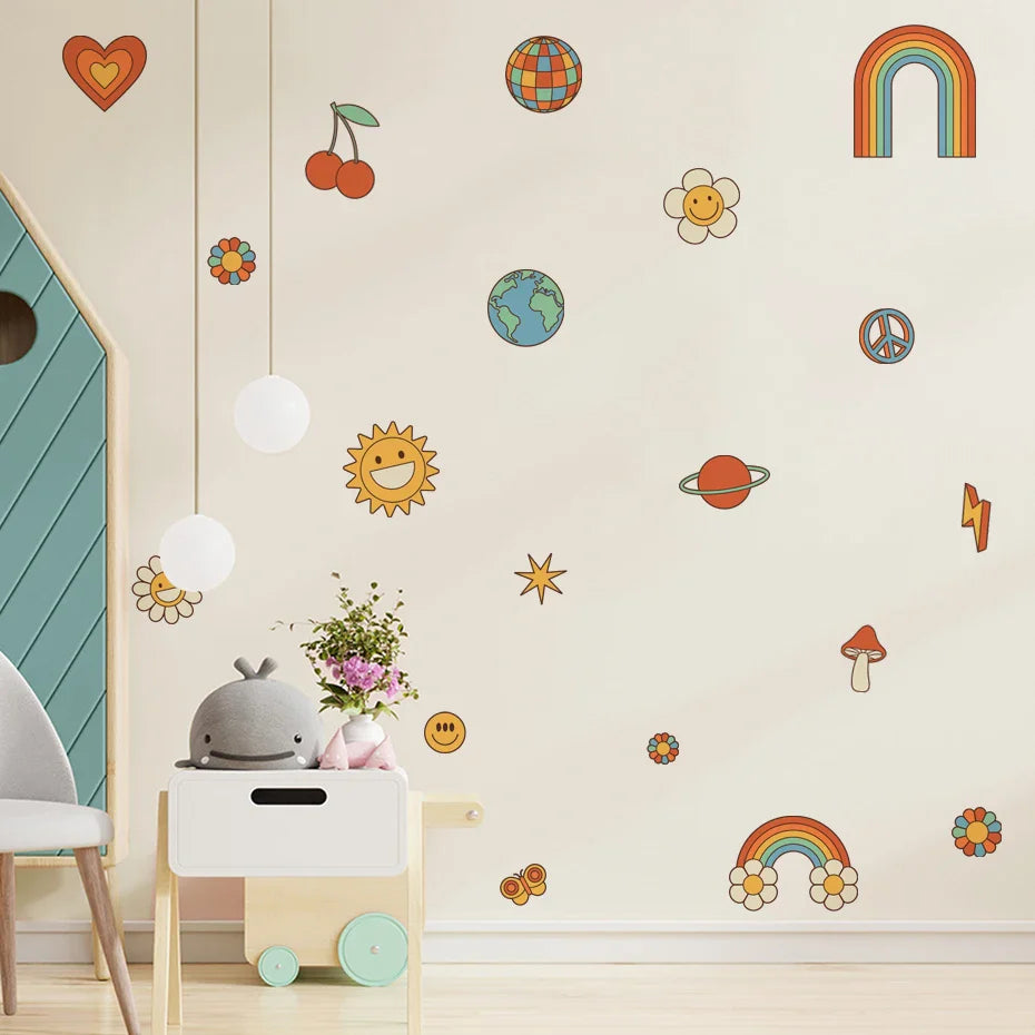 Boho Sunflower Wall Decals for Living Room, Bedroom, Nursery Decor (Online Order Only)