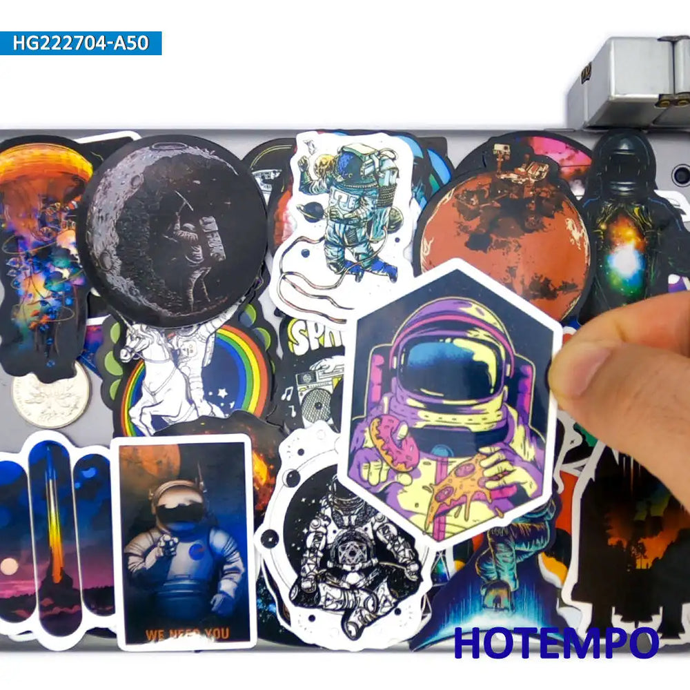 50Pieces Universe Astronaut Space Travel Funny Spaceman Waterproof Stickers for Phone Luggage Motorcycle Car Laptop Sticker Toys (ONLINE ORDER ONLY)