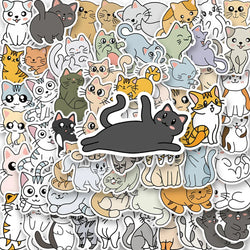 60PCS Cute Cat Stickers for Bike, Skateboard, Car, Helmet, Notebook, Computer, Kids Toy (Online Order Only)