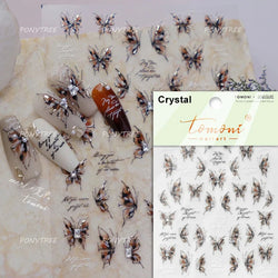 Butterfly Flower Hollow Out Lace Delicate Floral Print Shiny Cloth Block Insect Self Adhesive Nail Art Stickers Manicure Decals (Online Order Only)