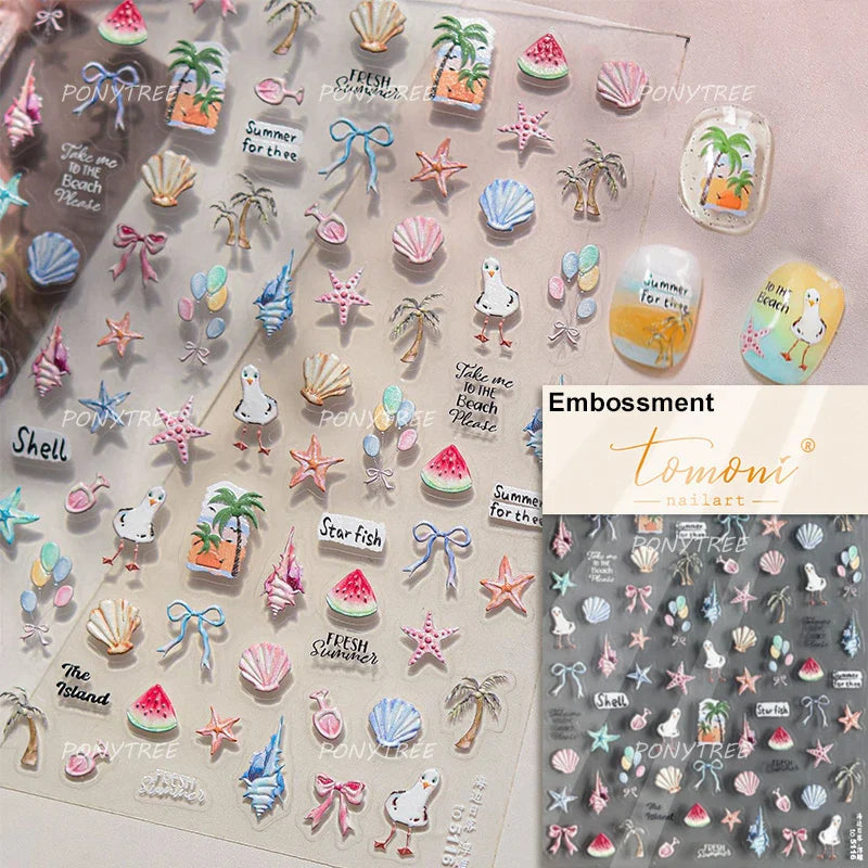Cute Duck Pear Bowknot Mini Flower Duckling Line Bow Photo Frame Seal Stamp Figure Self Adhesive Nail Art Sticker Manicure Decal (ONLINE ORDER ONLY)