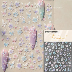 Shiny Butterfly White Pink Purple Romantic Animals Retro Photo Frame Chic Delicate Adhesive Nail Art Stickers 5D Manicure Decals (ONLINE ORDER ONLY)