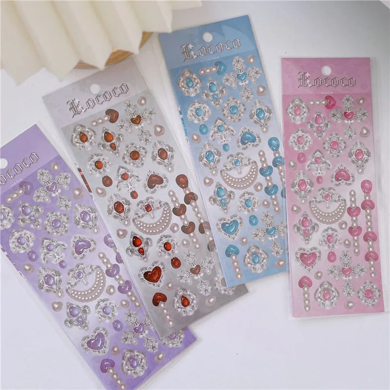 Cute Love Gem Pearl Stickers Diary Scrapbooking DIY Album Decoration Sticker Aesthetic Personalized INS Kawaii Korean Stationery (ONLINE ORDER ONLY)