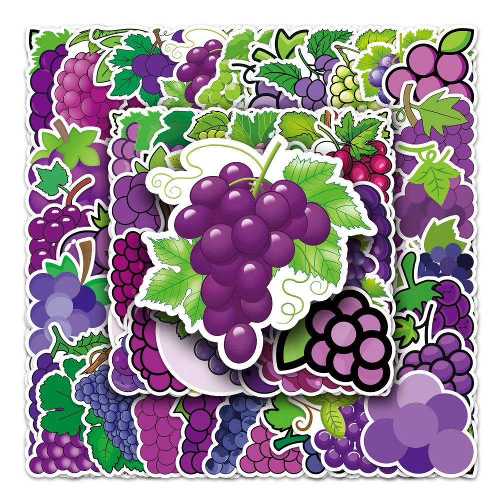 10/50PCS Green Grape Fruit Sticker DIY Phone Laptop Luggage Skateboard Graffiti Decals Fun for Kid Toys (ONLINE ORDER ONLY)