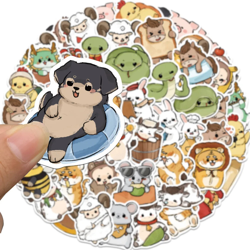 Kawaii Animal Stickers - Cute Cartoon Decals for Scrapbook, Laptop, Phone, Car, Bike, Kids Toy (Online Order Only)