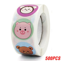 100-500pcs 1inch Cartoon Animal Children Sticker Label Thank You Cute Toy Game Sticker DIY Gift Sealing Label Decoration Supp (ONLINE ORDER ONLY)