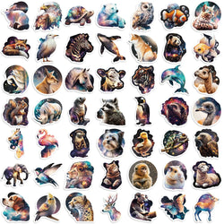 50Pcs Creative Animals Graffiti Stickers Starry Sky DIY Phone Guitar Laptop Suitcase Cup Waterproof Kids Toy Birthday Gifts (Online Order Only)