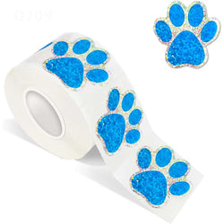 100-500pcs Blue laser Sticker Paw Print Reward Stickers Dog Cat Bear Paw Labels for Teacher Student Stationery Sticker (Online Order Only)