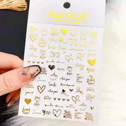 1PC Heart Love Design 3D Nail Art Sticker English Letter Self-Adhesive Slider Valentine's Day DIY Manicure Tips Accessories Tool (ONLINE ORDER ONLY)