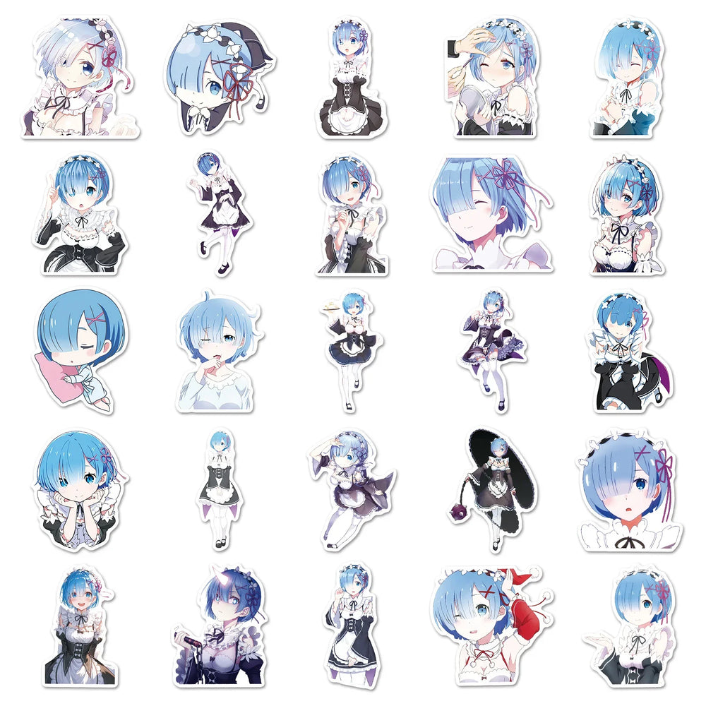 10/30/51PCS Re:Life in a different world from zero Stickers Rem Cartoon Sticker Laptop Phone Guitar Car Bike Skateboard Decals (Online Order Only)