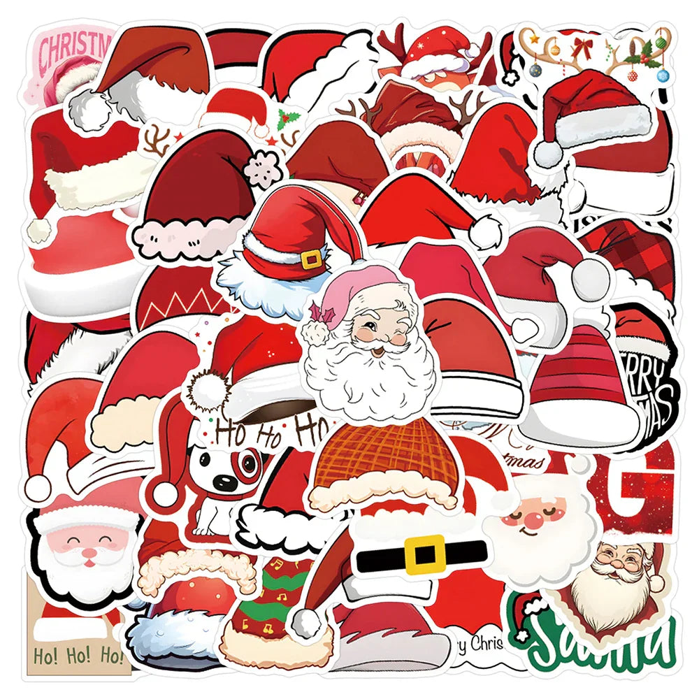 Cute Christmas Stickers Santa Claus Decal Laptop Fridge Phone Case Decoration Kid Toy Gift 10/30/50pcs (Online Order Only)