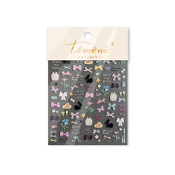 Black Rabbit Bunny Ribbon Bowknot Flower Cake Daisy Dessert Knife Fork Butterfly Self Adhesive Nail Art Stickers Manicure Decals (ONLINE ORDER ONLY)